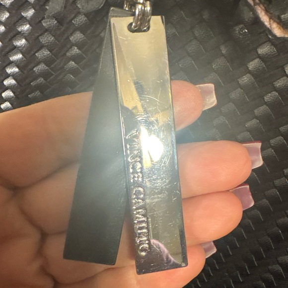 Black Woven Fringe Tote Bag Vince Camuto Excellent condition soft leather - Picture 2 of 12